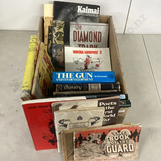 Books - Kiwi’s Soliloquy Paperback - 1943 by W.E. Wagener, Poets Of The First World War by Jon Stallworthy, Cartoons Etc